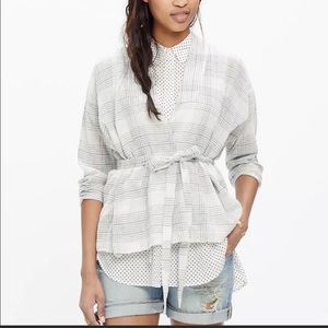 Madewell Plaid Wrap Waist Top